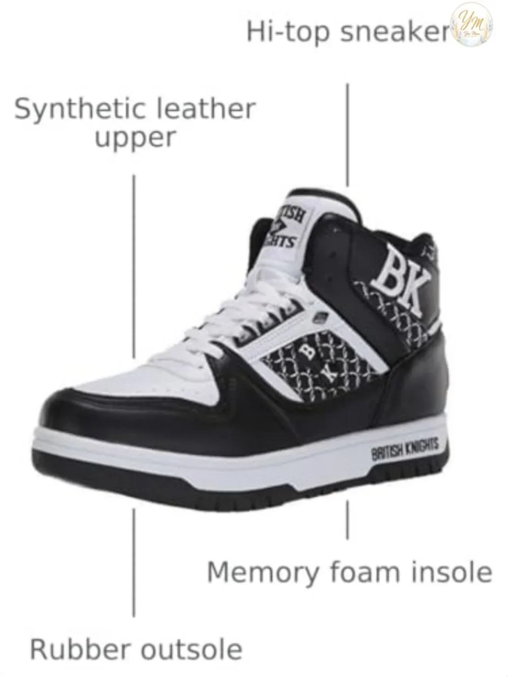 Men's Retro High-Top Basketball Sneakers Faux Leather Lace-Up